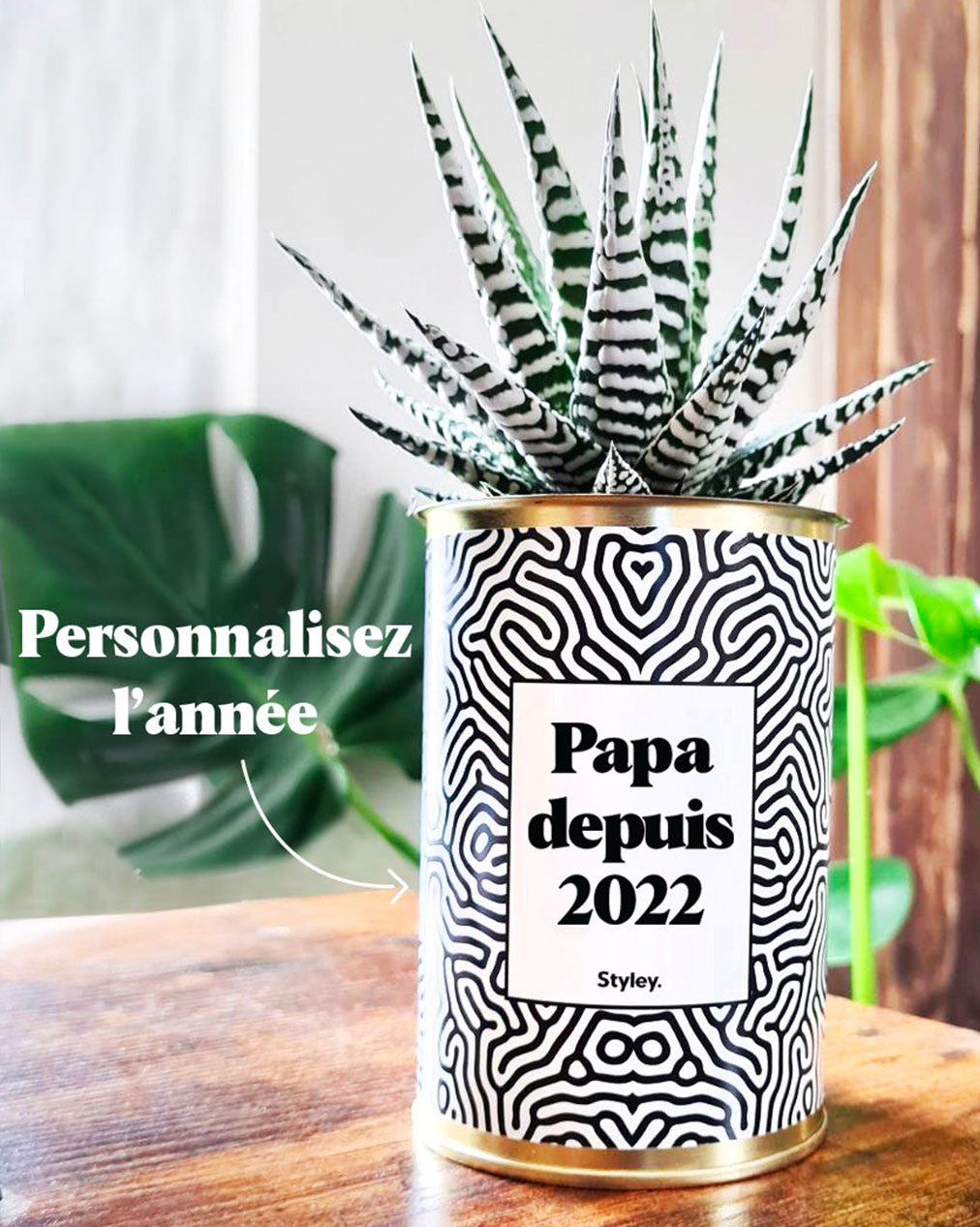 Papa depuis, année personnalisable - Plante grasse
